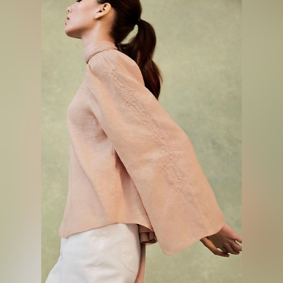 Soldout Hana Tajima Uniqlo Embroidered Linen Blouse XS - Picture 2 of 7